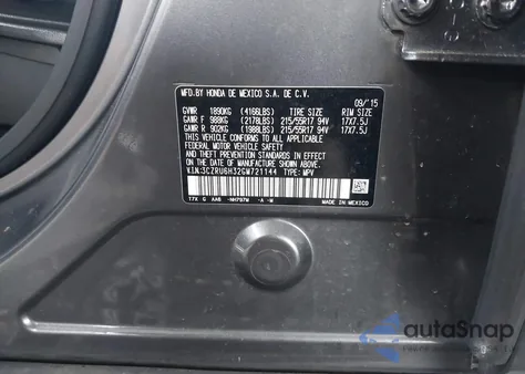 2016 Honda Hr-V Lx из США, поврежденный, VIN 3CZRU6H32GM721144